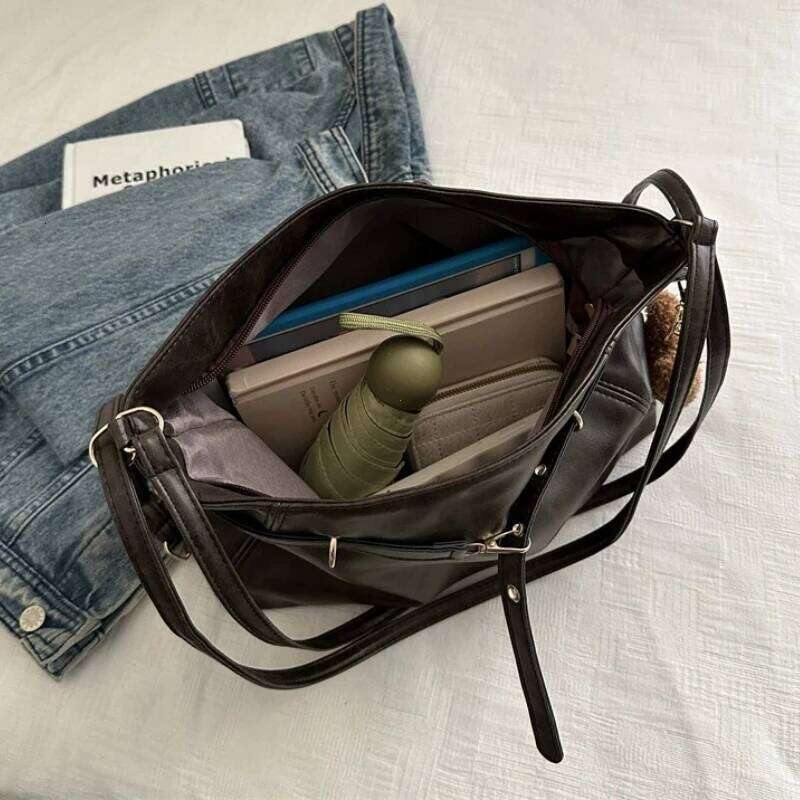 Retro Large Capacity Women's Tote Bag Fashionable Casual Double Shoulder Backpack for Autumn Winter New Arrival Trendy Handbags Y260204