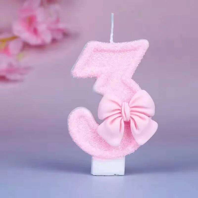 Creative 0-9 Number candles new girl pink bow With Birthday Party Anniversary Cake Decoration S260204