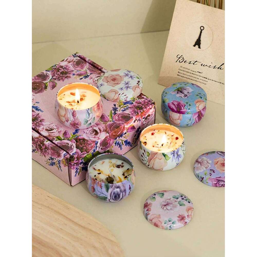 4 cans/set of hot melt wax aromatherapy set, homemade soy candle cups, flower candles for weddings and holiday decorations H260205
