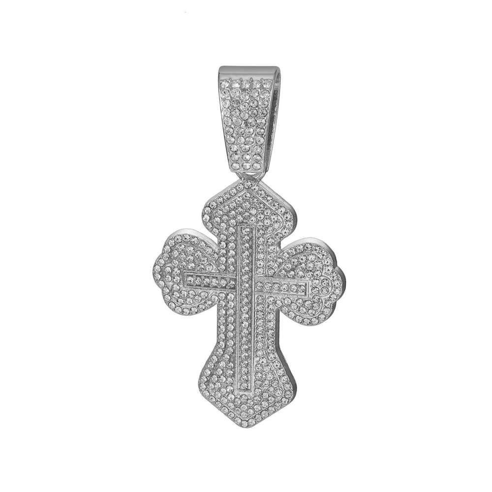 American Style Inlaid Alloy Hip Hop Cross Cuban Necklace Hot-Selling Jewelry Long Men's Chain