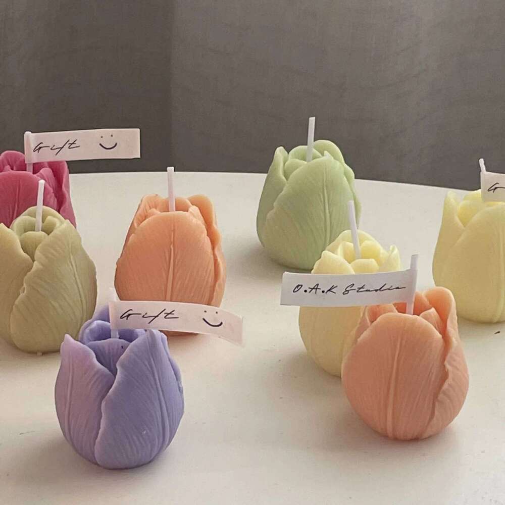 Tulip Candle Women's & Wedding, Ins Floral Photo Prop, Elegant Party Favor Gift, Birthday Teacher's Day Present for Her S260204