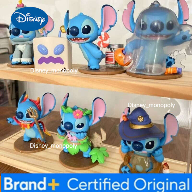 Disney Genuine Stitch Blind Box Garage Kit Cartoon Doll Toy Desktop Ornament Kawaii Halloween Decoration Holiday Surprise Gifts H260205