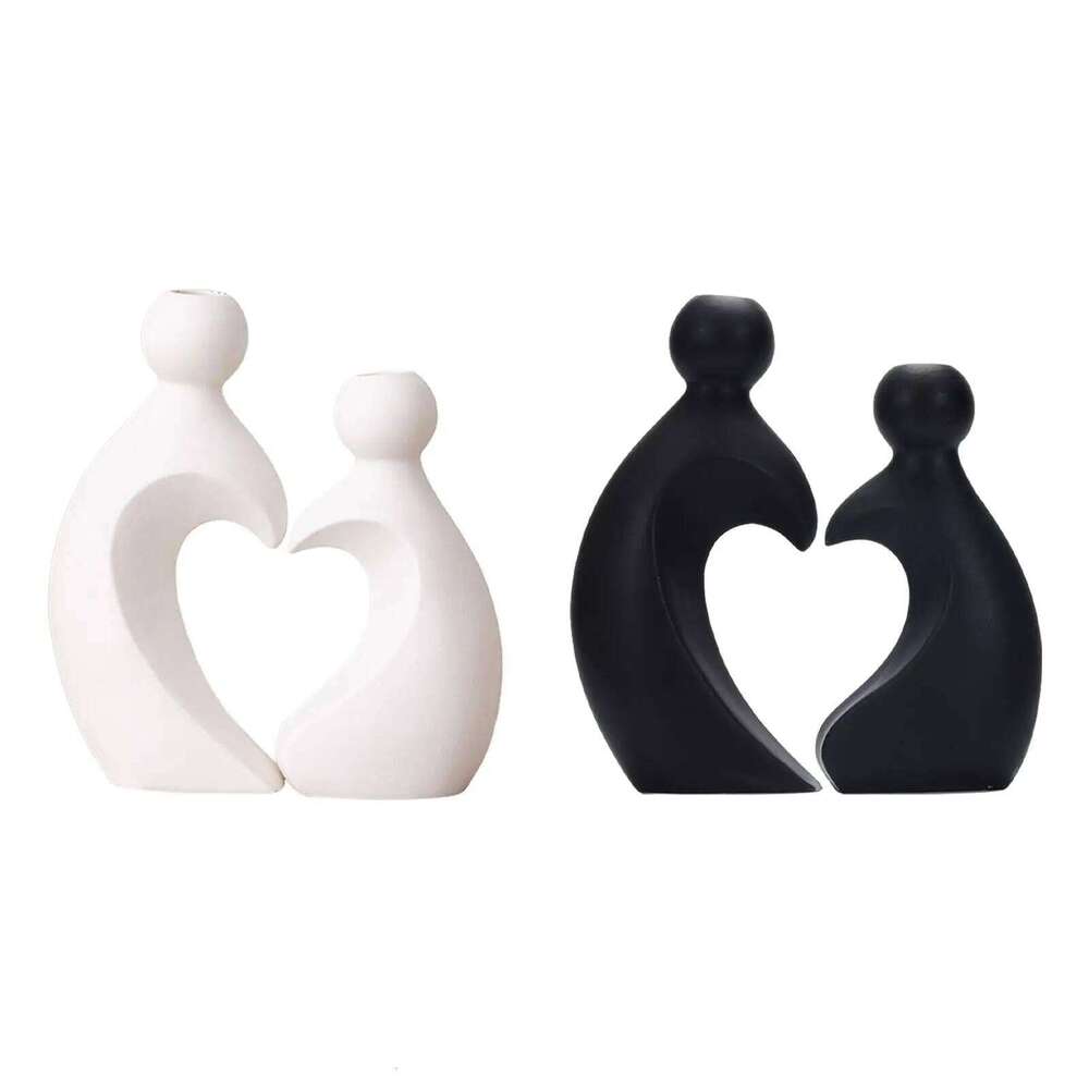 2 Pieces Vases Flower Arrangement Minimalism Modern Abstract Figure Sculptures for Cabinet Desk Shelf Office Anniversary S260204