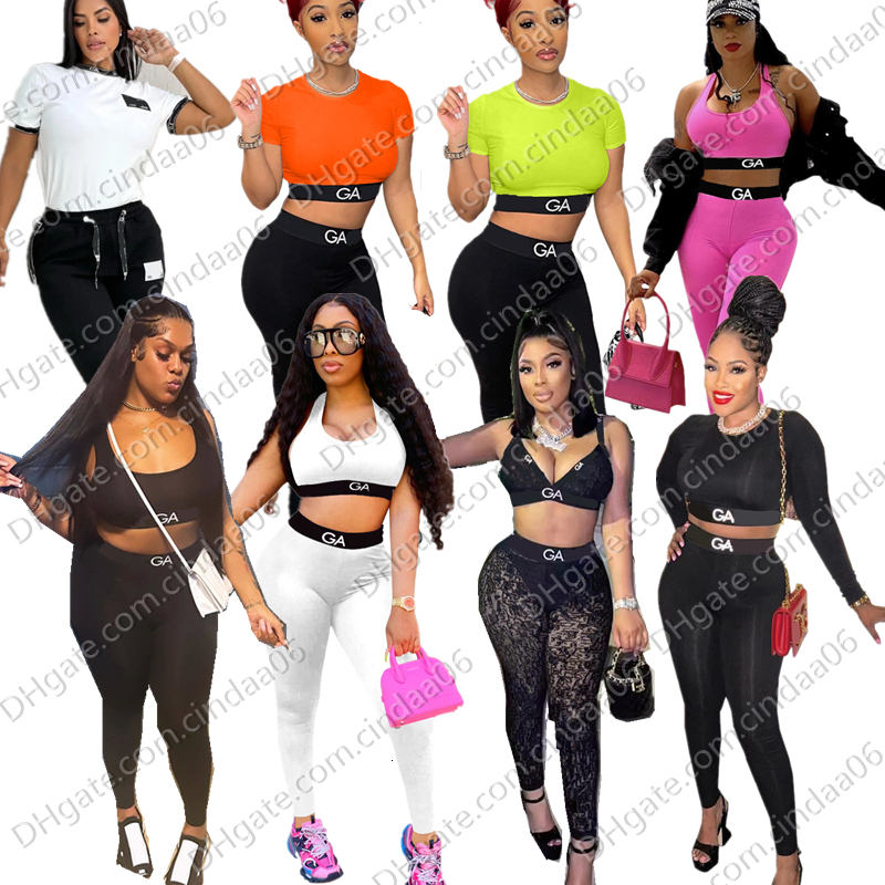 2026 spring summer Designer Womens Tracksuits Two Piece Set Fashion Street Tight Long Sleeve Crop Tops And Slim Pants 2 PCS Outfits