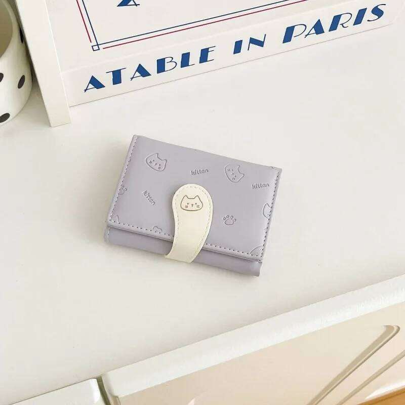 New Kitten Print Wallet 5 Color Money Bags Short Cute Small Women's Student Girl ID Bag Card Holder Coin Purse Z260205