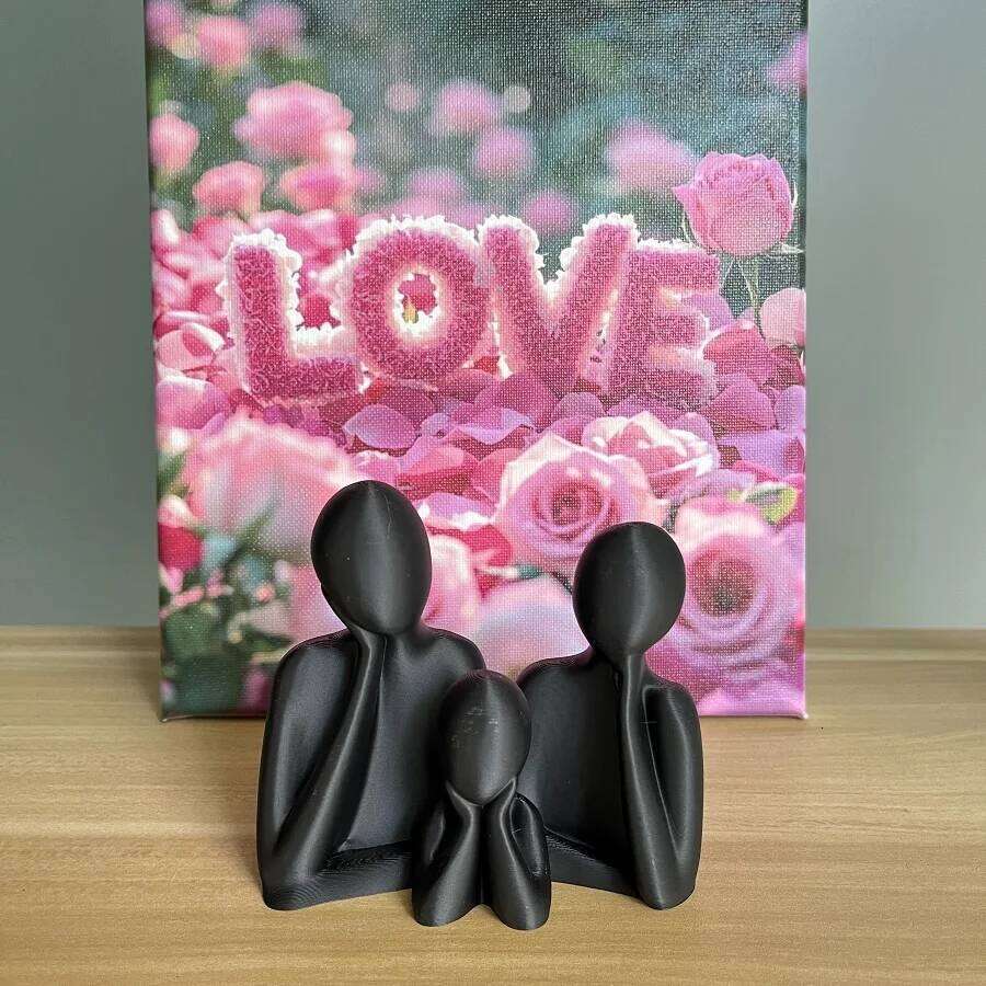 A family decorated wedding statue three people, perfect anniversary gift for husband and wife, newlyweds, or as an art S260204