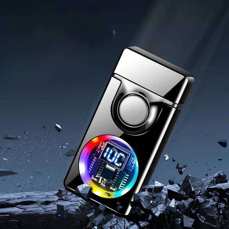 2025 New Voice Controlled Ignition Gas Lighter Color Light Battery Display Open Switching Jet Fire USB Electric Lighters S260207