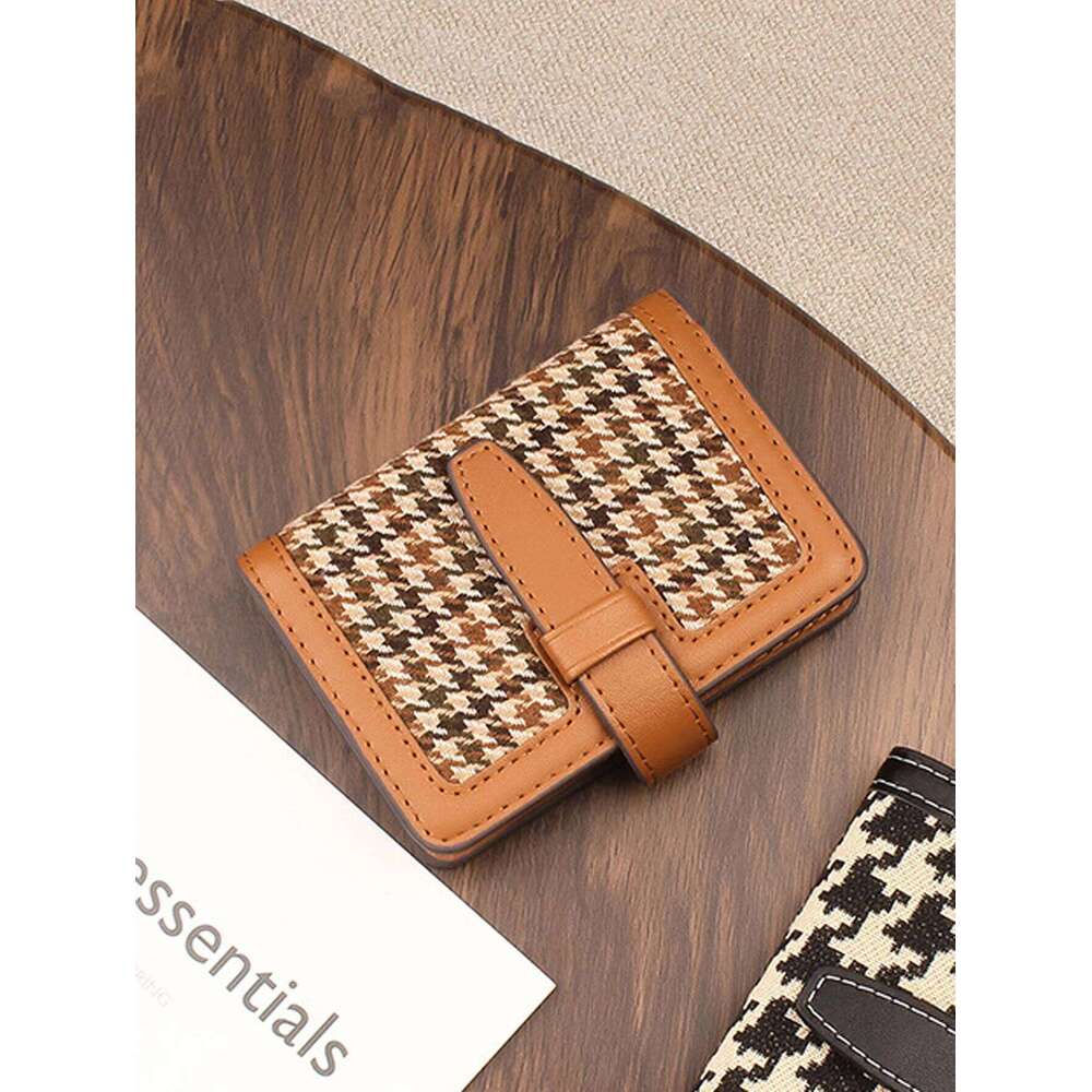 22 slot holders fashion PU leather coin anti demagnetization wallet organizer print/Houndstooth plaid card bag Z260205