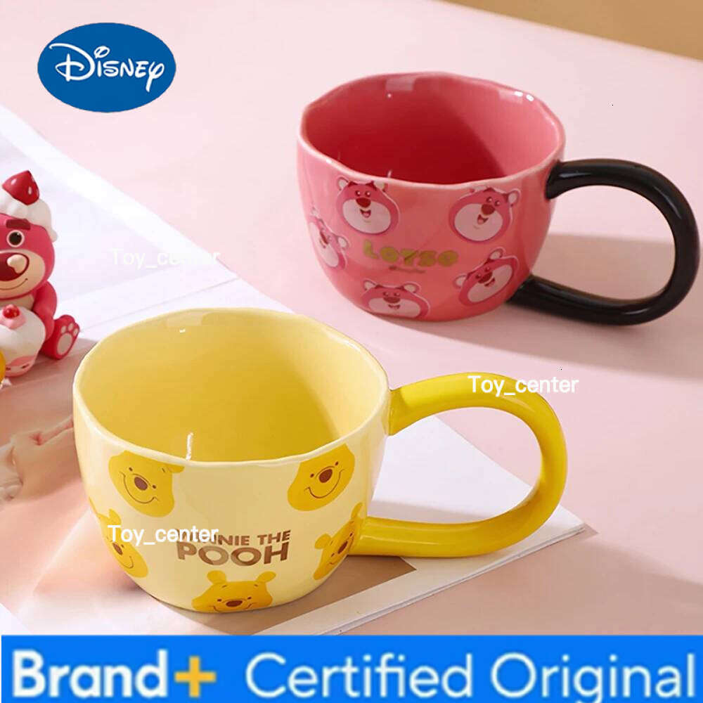 Disney Strawberry Bear Handgrip Mug Cups Creative Cartoon 300ML Household Ceramic Drinkware Breakfast Milk Coffee Juice Mugs H260205