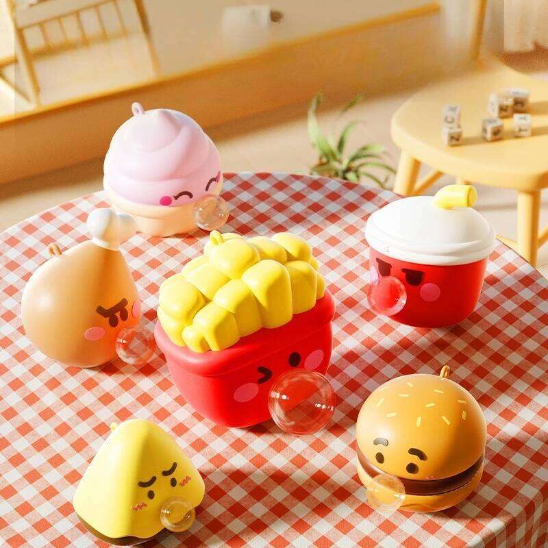 Creative Gourmet Burger French Fries Pinch Decompression Artifact Squeeze Blowing Bubbles Small Ornaments S260204