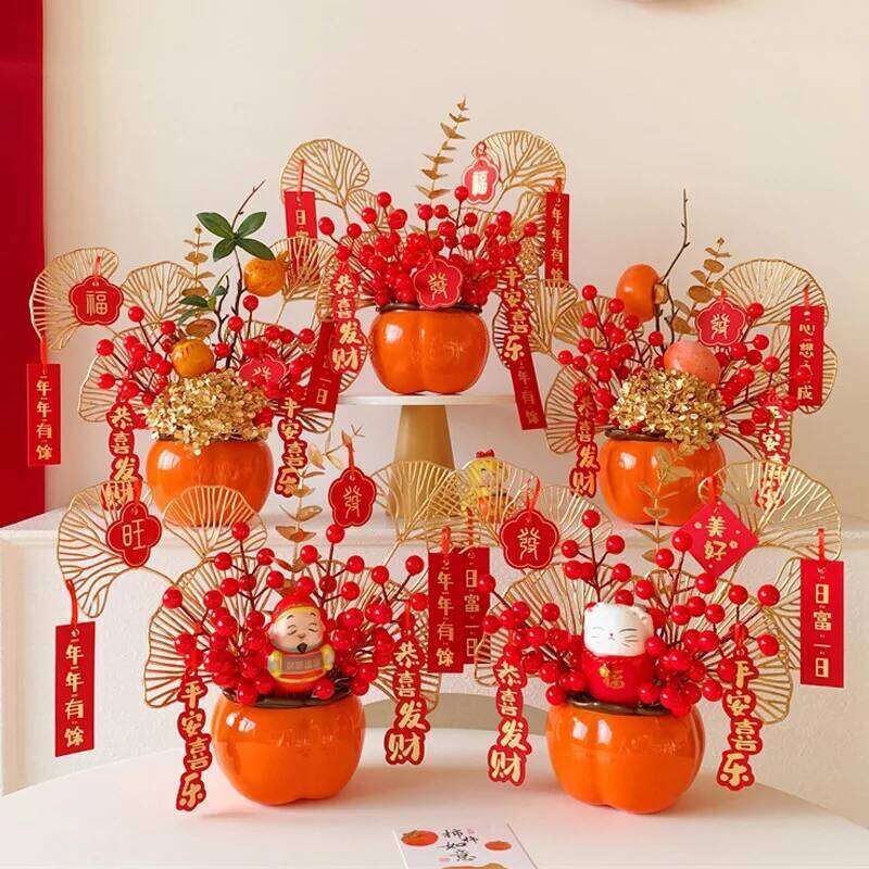 of The Horse Ornament Artificial Flower Desk Accessories Chinese New Year Decoration 2026 Room Decor S260204