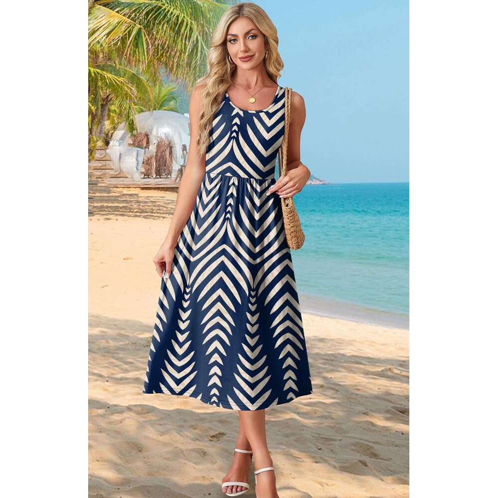 Summer Dresses For Women Flowy Casual Midi Dress Beach Vacation Sundresses With Pockets