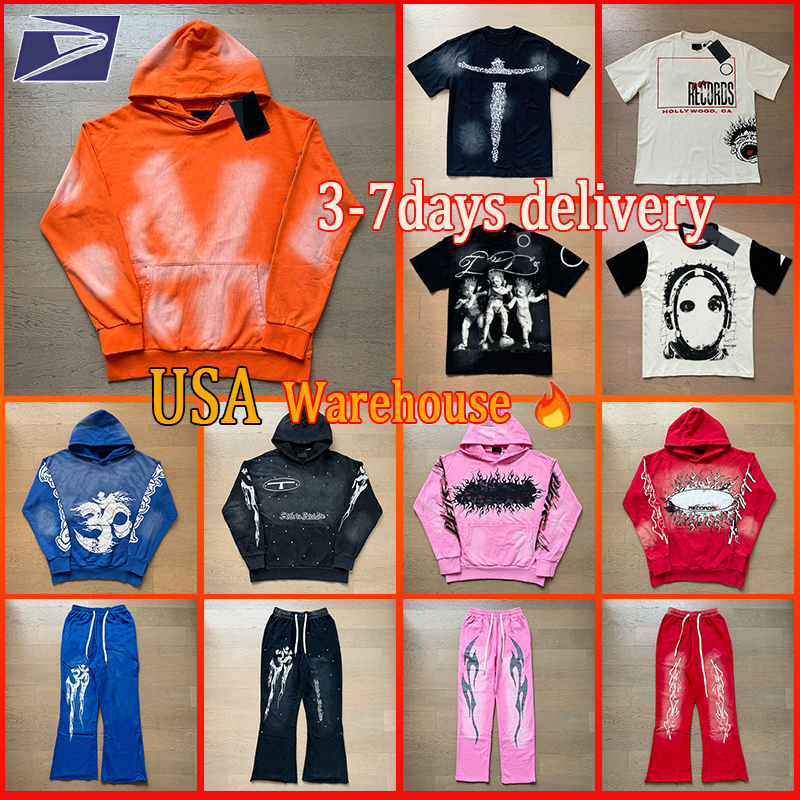 Designer t shirt men hoodie graphic tee for men womens hippie short sets Y2K vintage hoodies and pants streetwear washed classic men's clothing us size S-XL