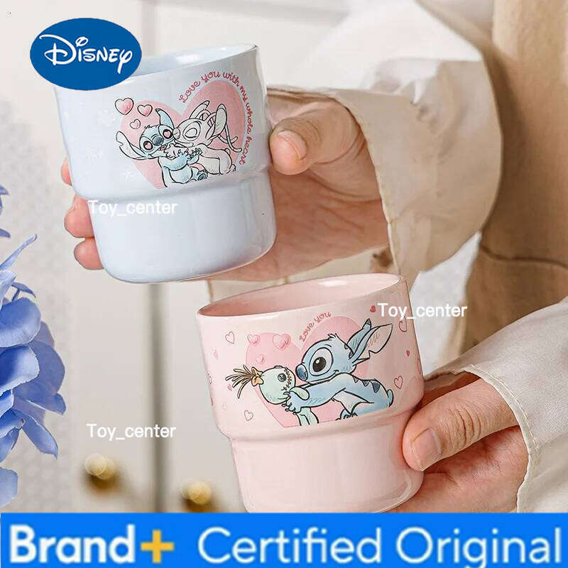 Disney Stitch Cartoon Anime Couples Mug Cute Ceramic Tea Coffee Printing Milk Cup Set Home Decoration Kawaii Gift for Girls H260205