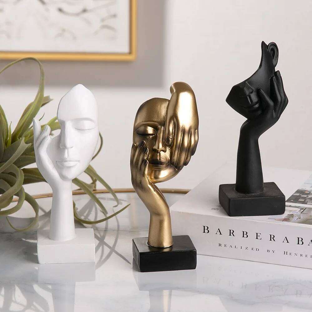 Resin Abstract Statue Desktop Ornaments Sculpture Figurines Face Character Nordic Light Luxury Art Crafts Office Home Decor S260204