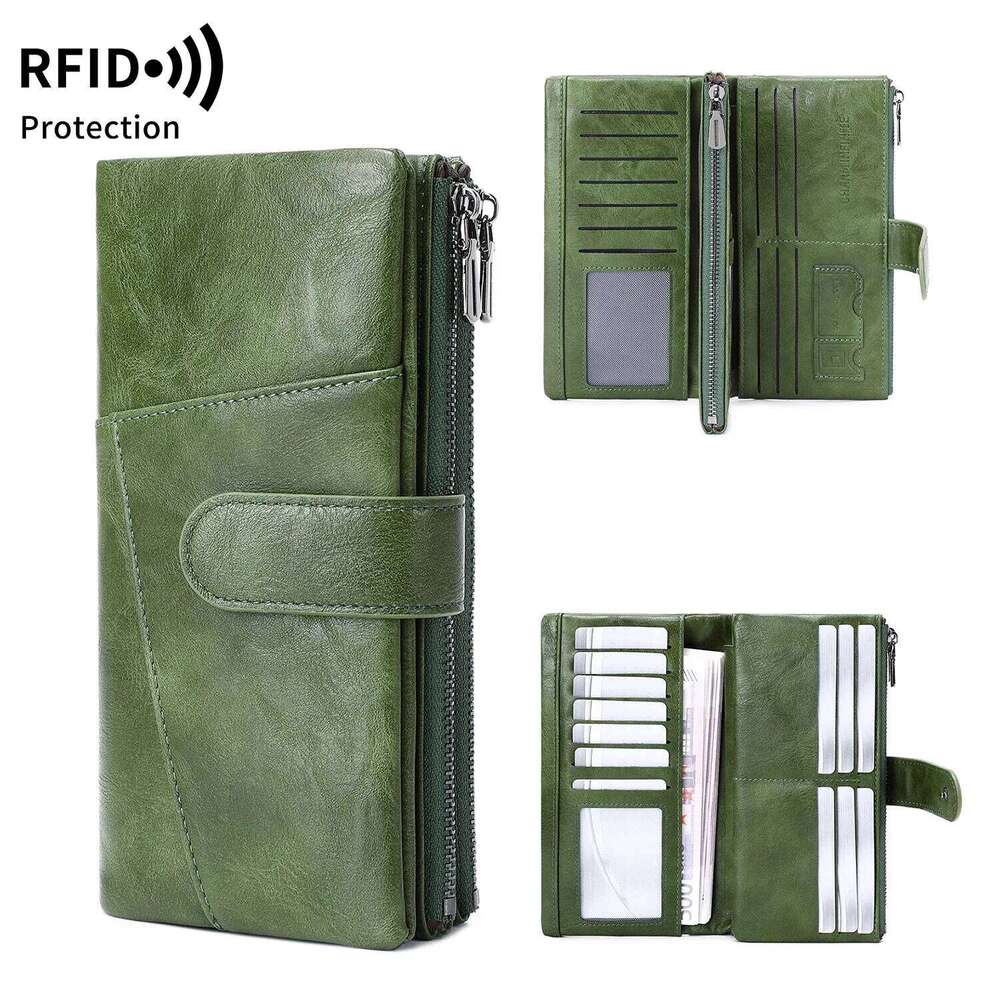 RFID Trifold Zipper Womens Holder Stylish Retro Business Long Wallet for Men High-Quality Luxury Portable Coin Purse Z260205