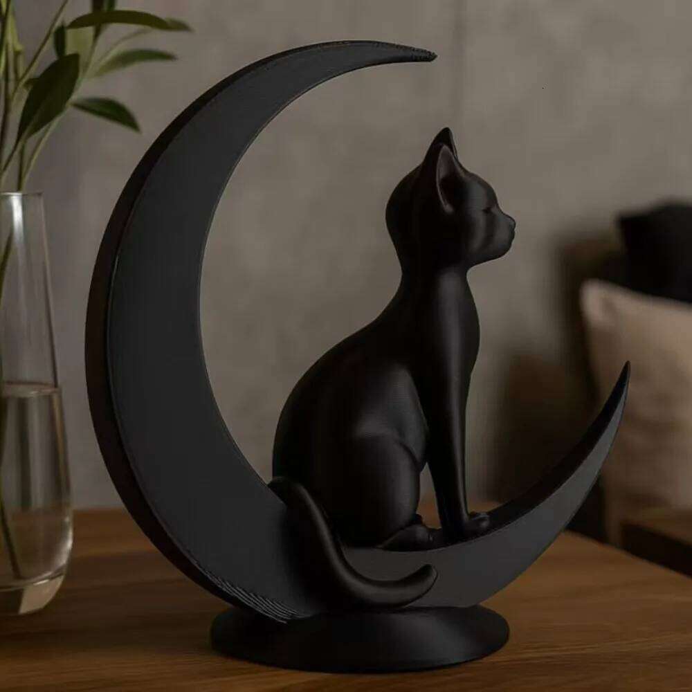 3D Printed Creative Toy Ornaments Moon Decorative Cute Cat Desktop Decoration Crafts Party Home Decor S260204