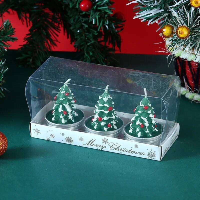 Candle Set Old Man Tree Snowman Christmas Eve Romantic Ornament Candlelight Dinner Home Decoration Small Candles S260204