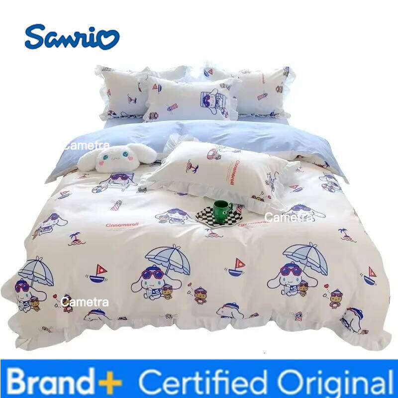 Sanrio Kids Bedding Set Kuromi Cinnamoroll Mymelody Duvet Cover Bed Sheet Pillowcase Bedsheet Double Single King Queen Twin Size H2602051