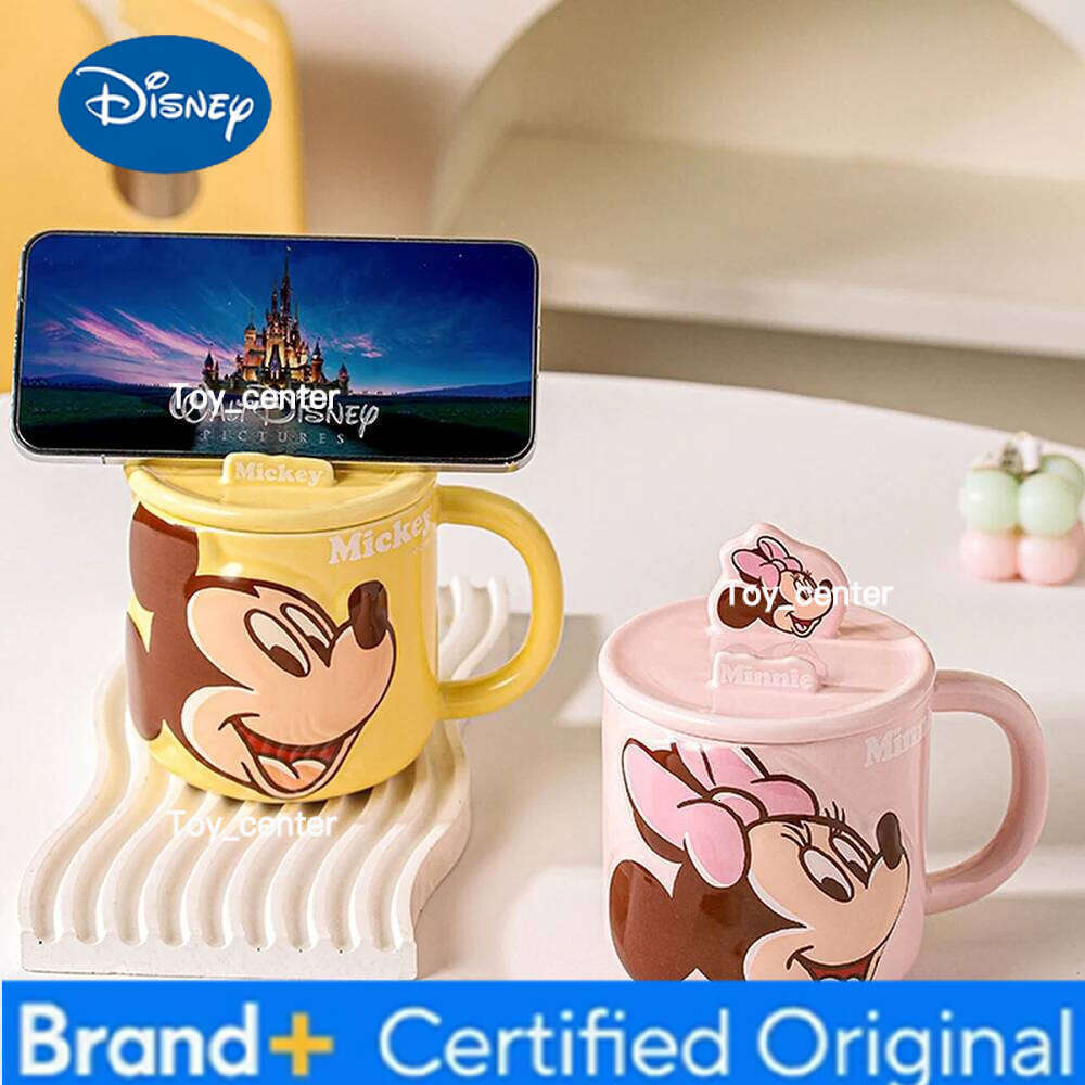 Disney Cartoon Ceramic Mugs with Lid Creative Porcelain Handgrip Household Drinkware Breakfast Milk Coffee Juice Mug Cups H260205