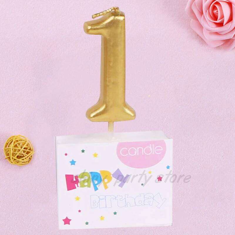 Golden Number With Letter Birthday Gold Plated Cake PVC Box Creative Decoration Candle Manufacturer Wholesale S260204