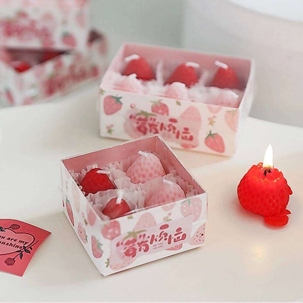 Strawberry Soy Wax Aromatherapy Scented Candles Cake Party Home Decoration Creative Birthday Gift S260204