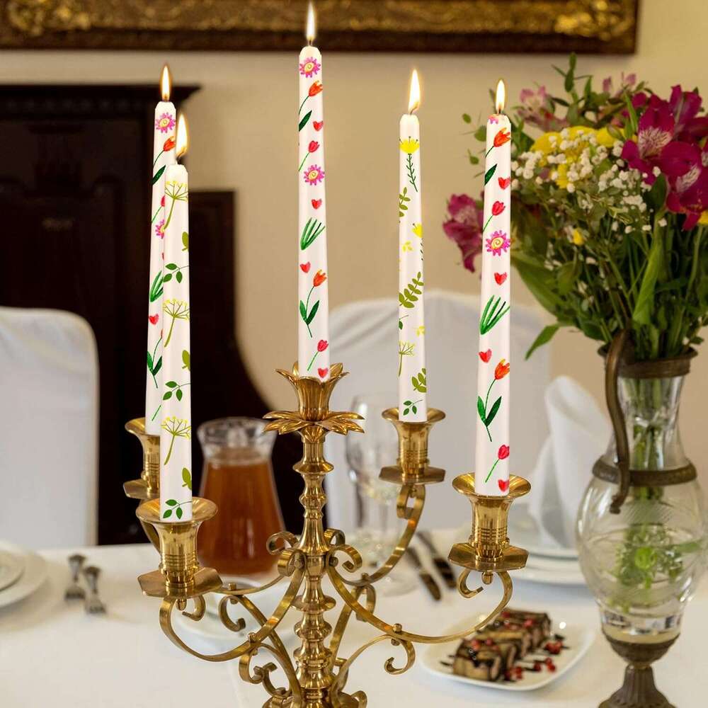 MTLEE 78 Pcs DIY Candle Painting Kit Include 12 White Taper 60 Colored Tealight Candles 6 Paint Brushes for Crafts Birthday Wedding Party FavorsMulti 