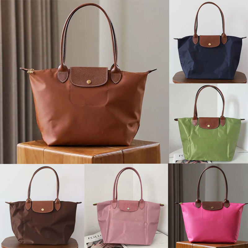 Top Designer Nylon Women hobos Bags longlies Women pliage s m l small Large Shopping Bag champs Handbags Beach Navy Blue Black Brown Tote