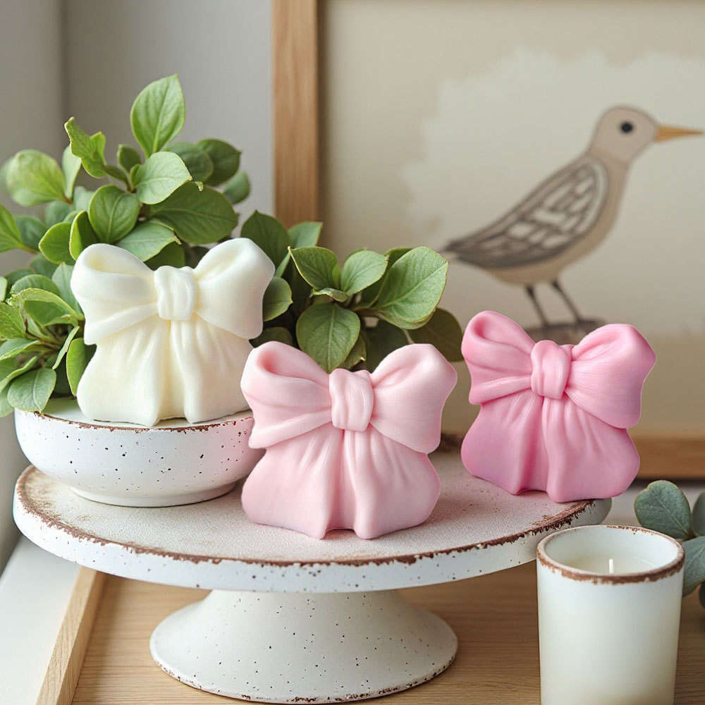 Decorative Bow Home Aromatherapy Candle Living Room Dining Kitchen Bedroom Decorations, & Valentine Wedding Gift, Desktop Fireplace Decorative Accent 