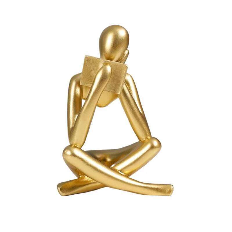 New Creative Abstract Reading Thinker Resin Figurine - Modern Minimalist Home Decor for Living Room Showflat Premium S260204