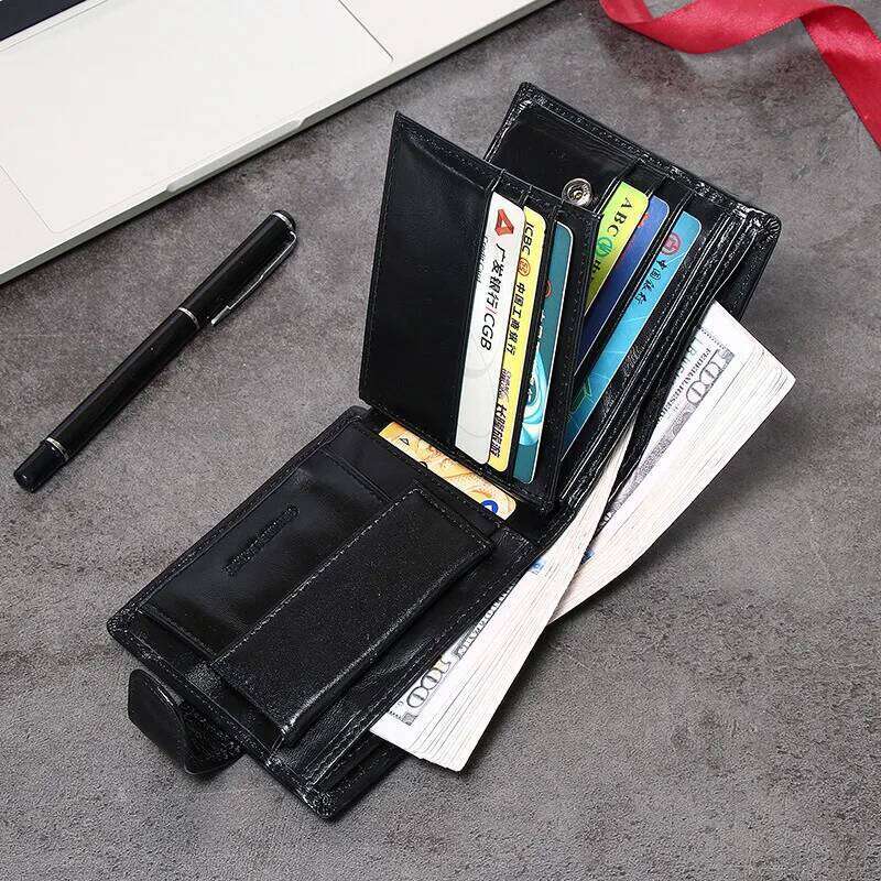 Mens with Coin Pocket Genuine Leather Wallet for Men Short Style Z260205