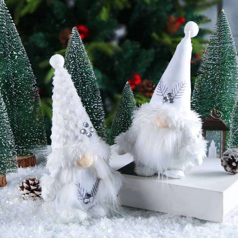 Gnome Christmas Gnomes White Plush Hat Elf Ornament Crafts Decor Doll Supplies For Home Restaurant S260204