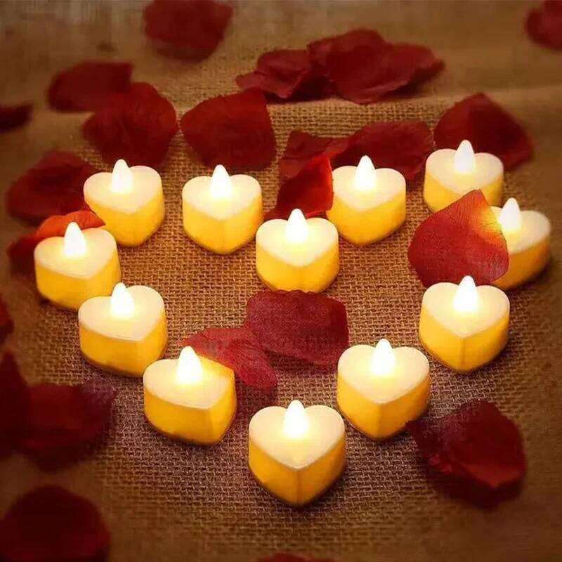 9PC/Set Heart Shaped Aromatherapy Xmas Valentine's Day Romantic Birthday Lover Proposal Scene Decor Candles S260204