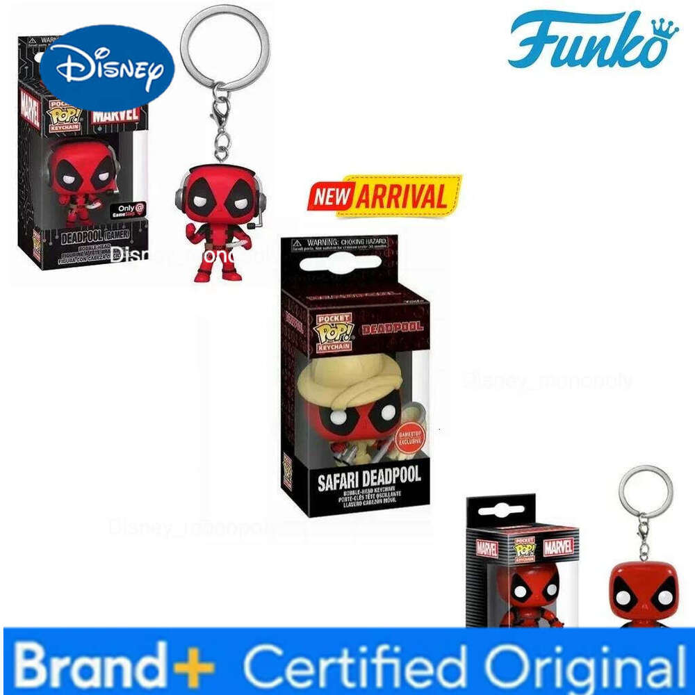 Disney Funko Marvel Studios SAFARI Deadpool Gamer Keychains Toy Bobble Head Only at Game Shop Pocket Pop Keychain Vinyl Figure Toys H260205