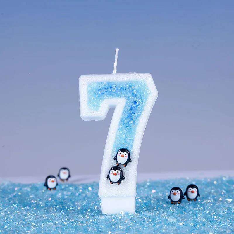 Cute Penguin Birthday Candles 3D Antarctic Glacier 0-9 Number Nice Party Wedding Cakes Decorations S260204
