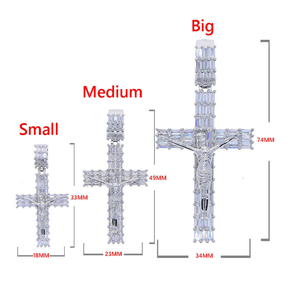 Trade New gold silver Cross Zircon & Pendant European and American Fashion Trend Men's Necklace