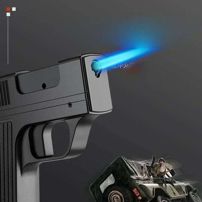 Unusual Pistol Style Lighters with Case Jet Turb Torch Capacity 10PCS Cigarette Windproof Cigar Lighter S260207