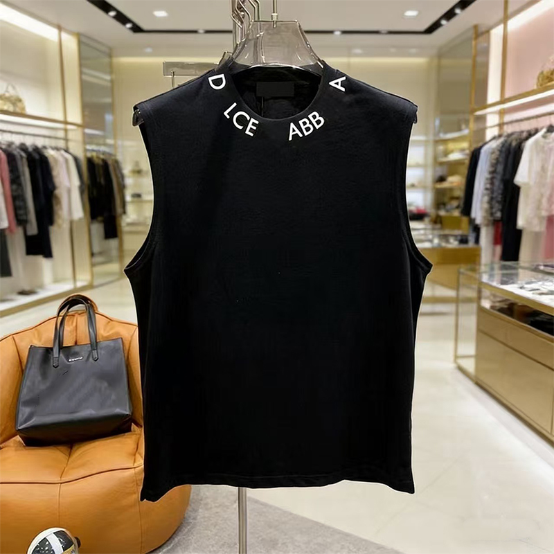 Men's Tank Tops Cotton Sleeveless T Shirt Designer Letters Printed Sexy Off Shoulder Vest Summer Casual Mens Clothing Loose Breathable Gym Fitness Sportswear