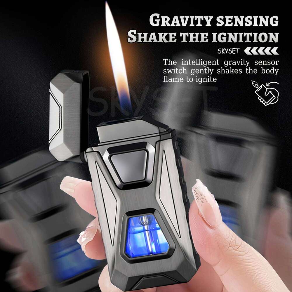 Metal Windproof Cigar Lighter Jet Torch Gas Two Types Flames Unusual Lighters Smoking Accessory Butane Gadgets for Men S260207