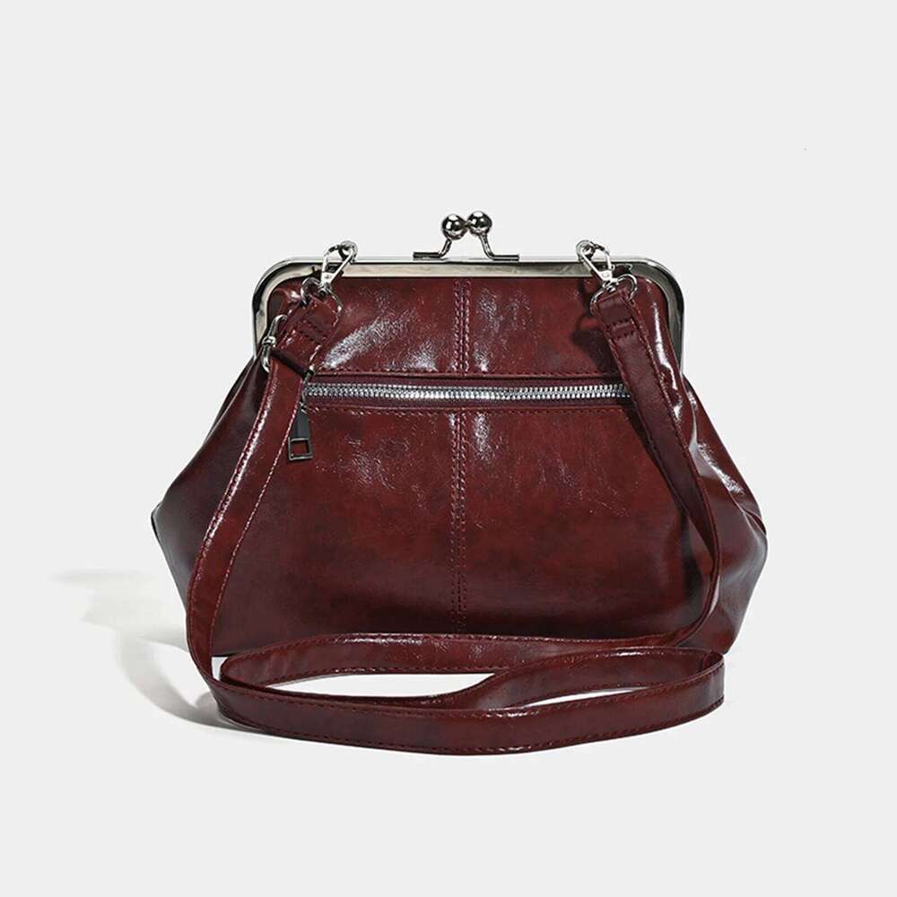 Women Girls PU Leather One Crossbody with Adjustable Strap Elegant Kiss Lock Shoulder Bag for School Work Daily Use - view 6