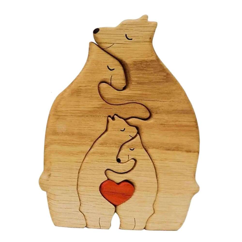Bear Theme Art Wooden Sculpture DIY Cute Family Member of Bears Puzzle Home Desktop Decor Mothers Day Gift S260204