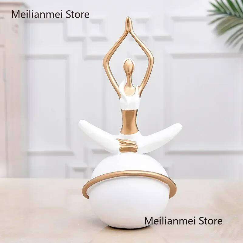 Desktop Decoration Trinkets Resin Figure Statue Decorative Figurines Home Decor Cute Girl Yoga Ornaments Gift S260204