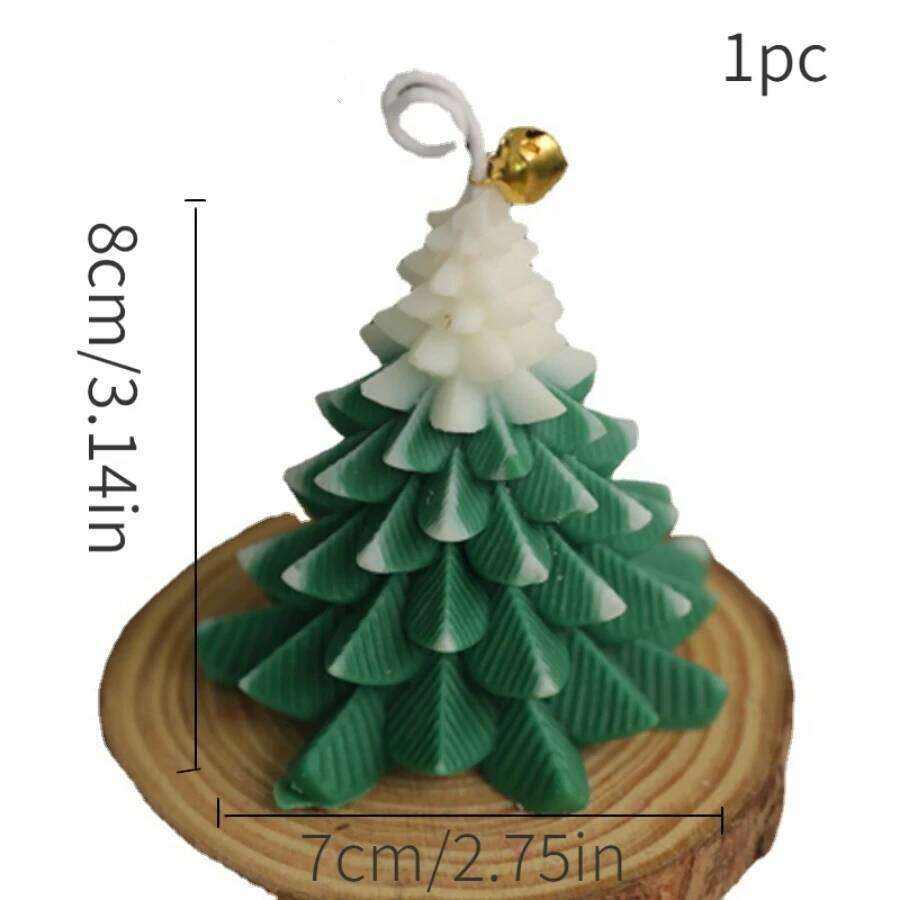 1pc Handmade Christmas Tree Soy Wax Candle with Bell - 6 Hours Long Lasting, for Xmas Party Home Decor & Holiday Gift S260204