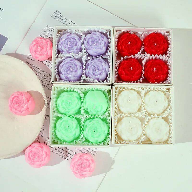 4PC Rose Wax Fragrance Candles Gift Of Artificial Roses Aromatherapy Home Decoration Ornaments S260204