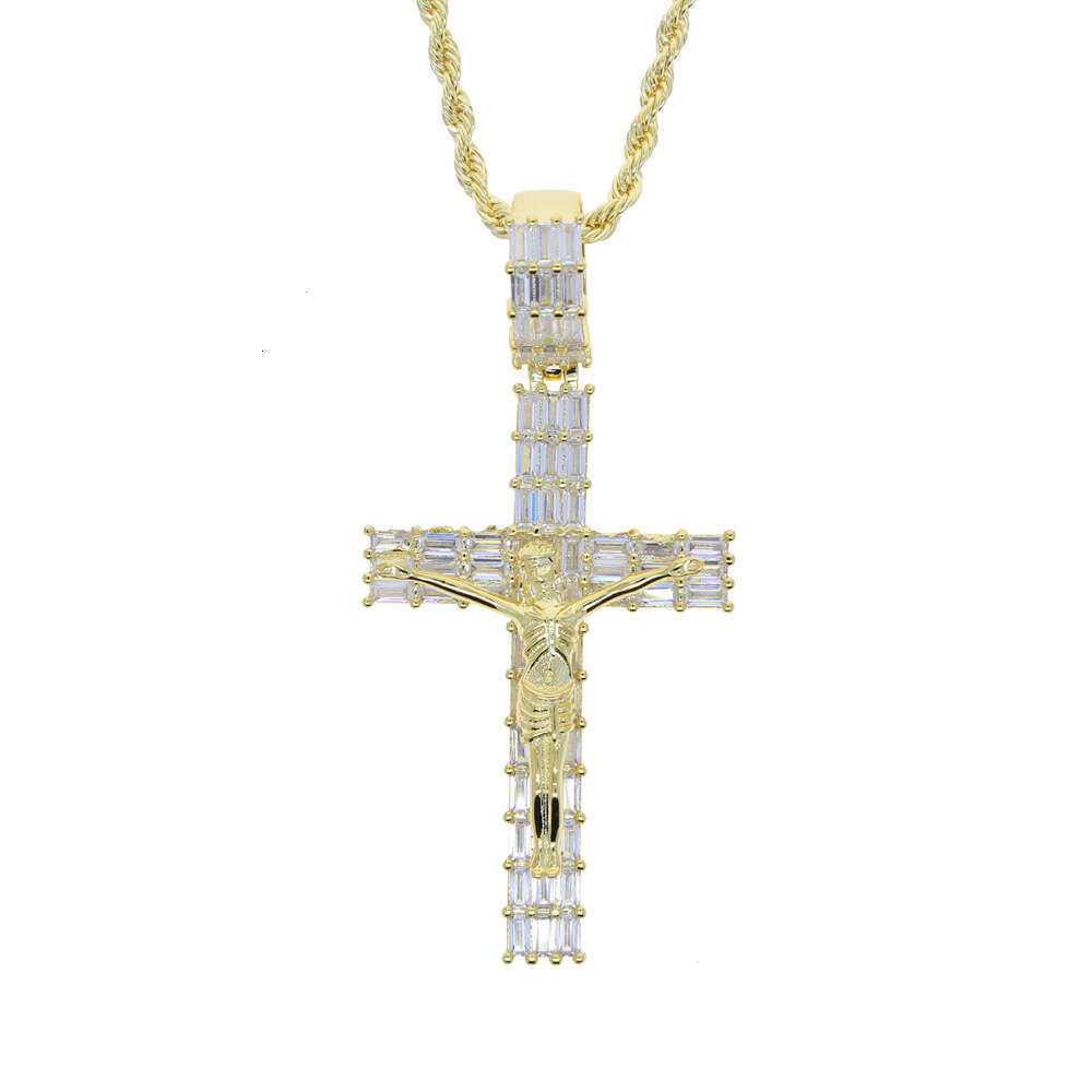 Trade New gold silver Cross Zircon & Pendant European and American Fashion Trend Men's Necklace