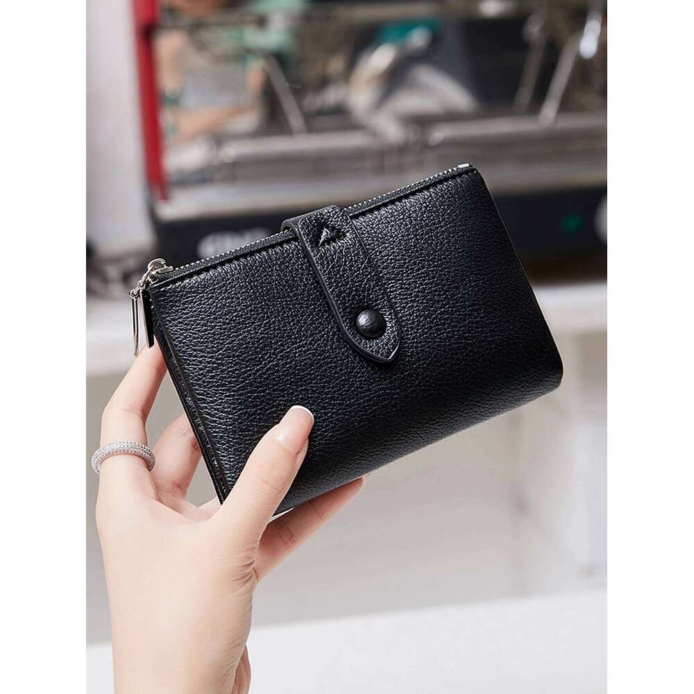 Minimalist Women's Wallet Short Folding Bag High QualityPUMulti functional Pocket Business Card ClipClassicZipper MoneyClip Z260205