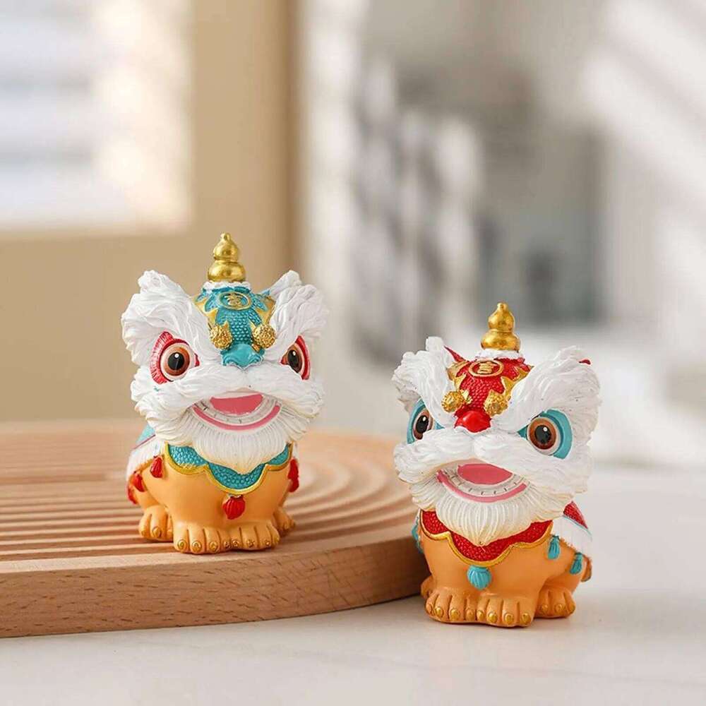 Premium Chinese Dance Statue Creative Resin Lion Craft Figurine for Home Cabinet Living Room Bedroom New Year Decoration