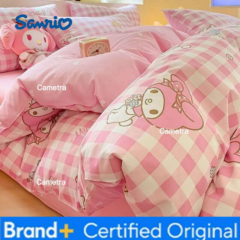 Sanrio Bed Sheet Four-piece Cartoon 100% Cotton Quilt Cover Pillowcase 3-piece Set H2602051111
