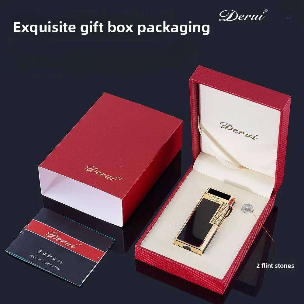 DR358 Double Flame Switching Butane Lighter, Three-dimensional Embossing, Fashionable Side-slip, Metal, Smoking Accessories S260207