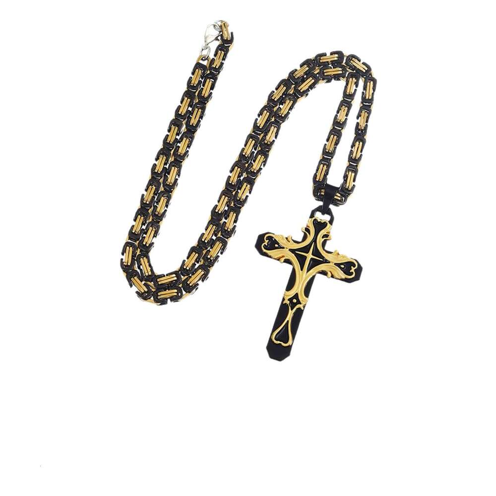 Hot-Selling Retro Cross Pendant Necklace Bracelet Set Women's Fashion Men's Jewelry